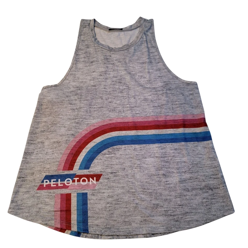 Terez Peloton Sleeveless Tank Top Logo Cycling Rainbow Sz M Jersey Gray - Image 1 of 4