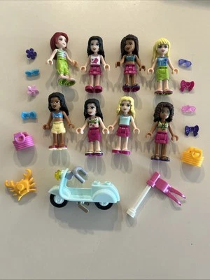 LEGO Friends Minifigure Lot - Summer Theme With Scooter / Vespa - Image 1 of 3