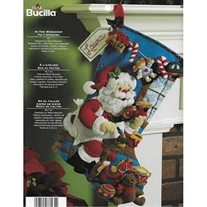 Plaid Bucilla In The Workshop Felt Stocking - Christmas Stocking-FREE DELIVERY - Picture 1 of 4