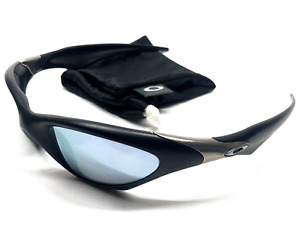RARE OAKLEY SCAR SUNGLASSES Black Frames w/ Silver Icons & Black Iridium Lenses