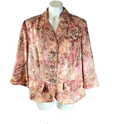 Chaqueta Blazer Lane Bryant Mujer Talla Grande 18 Rosa Jacquard Paisley Forrada Forrada Forrada Forrada Foto 1 de 4