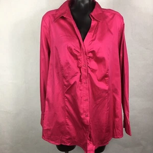 New Lane Bryant Sz 24 Curved Blouse $39 Pink Button Front Collar L/S Career - Picture 1 of 9