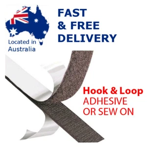 SELF ADHESIVE or SEW ON Hook and Loop Tape Black / White - Sides sold Separately - Picture 1 of 4