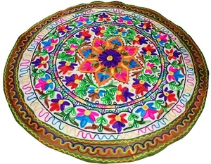 Round Tablecloth tapestry sofa throw table cover floral applique work boho decor - Picture 1 of 5
