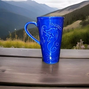 Tazza da viaggio caffè alta Starbucks blu cobalto sirena sirena tazza ceramica con top - Foto 1 di 21