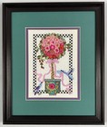 Vintage Finished Silk Ribbon "Floral Topiary" Picture Matted and Framed 12"x10"