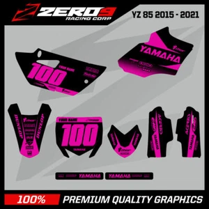 Kit de gráficos MX personalizados MOTOCROSS: YAMAHA YZ 85 2002 - 2021 - BLOQUE NEGRO/PNK - Imagen 1 de 7