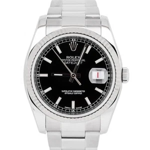 Rolex DateJust 36mm Black Red Roulette Stainless Steel White Gold Watch 116234 - Picture 1 of 5
