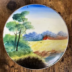 Vtg Hand Painted 6.25” Made In Japan Decorative Small Plate Country House Signed - Picture 1 of 6