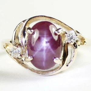 10K or 14K Gold Ladies Ring w/ Accents, Star Ruby, R021 - Picture 1 of 5