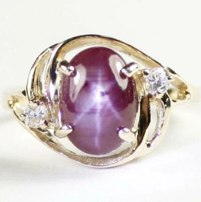 10K or 14K Gold Ladies Ring w/ Accents, Star Ruby, R021 - Image 1 of 4