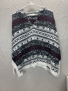 Maglione donna Hollister con cappuccio e cordoncino grigio stile poncho azteco taglia small - Foto 1 di 5