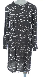 Bimba Y Lola Dress Black Zebra Print Scribble Long Sleeve Retro Split Side S - Picture 1 of 16