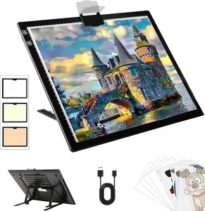 A3 LED Diamond Art Light Board,Tracing Light Box with Stand and Clip,3 Colors Mo - Picture 1 of 7