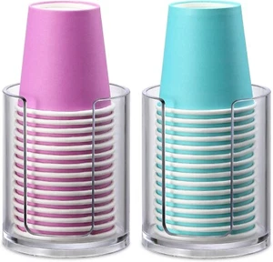 Bathroom Cup Dispenser, 2 Pack Mouthwash Cups Holder, Small Disposable Paper Cup - Picture 1 of 6