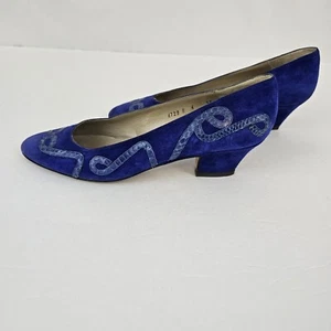 Bottega Veneta Pumps Blue Suede Snakeskin-Like Detail 9.5 AA - Picture 1 of 11