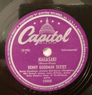 Benny Goodman Sextet – 78 rpm Capitol 15008: Nagasaki/Gonna Get a Girl; V+ cond - Image 1 of 4