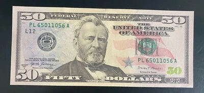USA $50, UNC, RADAR PL 650111056 A signed by Steven Mnuchin, Ulysses Grant - Image 1 of 2