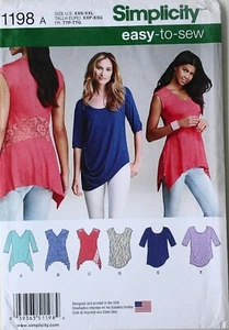 Simplicity 1198 Misses Knit Tops Tunics Sewing Pattern Sz XXS-XXL - Picture 1 of 1