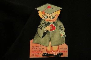Tarjeta de San Valentín vintage de posgrado y diploma c. años 40 - Imagen 1 de 3
