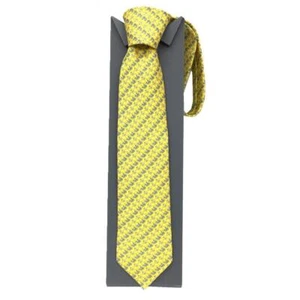 HERMES Authentic Necktie tie Duck Horse Float Yellow Box silk Tip width 8cm - Picture 1 of 3