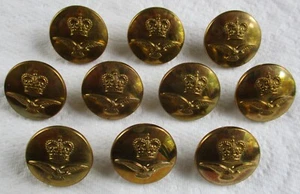 10x RAF: "ROYAL AIR FORCE BRASS GREATCOAT BUTTONS" (23mm, 1950's, Firmin, London) - Bild 1 von 4