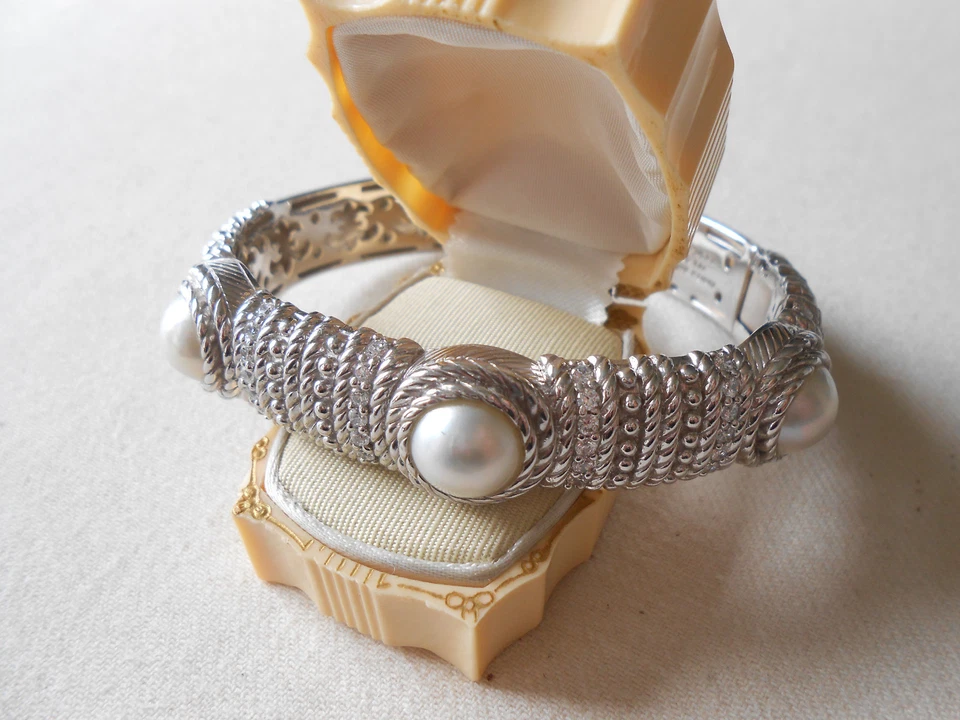 Elegante brazalete de plata de ley Judith Ripka perla Diamonique 800110 Foto 1 de 4