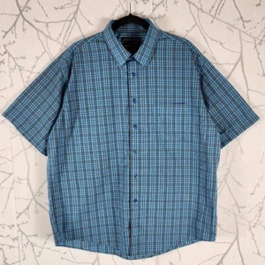 Joseph & Feiss Blue Plaid Cotton Blend Wrinkle Resistant Shirt | Men's XL - Picture 1 of 3