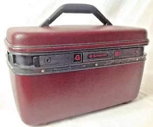 Vintage Samsonite Train Case Burgundy System 4 Makeup Cosmetic Suitcase w Mirror - Picture 1 of 12