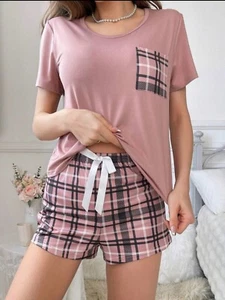 Ladies Dusty Pink Short Summer PJ Set - Sizes 8 to 26 - Picture 1 of 12