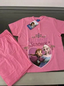 pigiama disney frozen anna elsa intimo notte bambina 9/10 cotone estate corto - Imagen 1 de 4