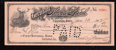 4W172 - 1902  GERMAN SAVINGS BANK - CHESTER, IOWA - Image 1 of 2