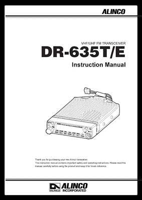 Alinco DR-635 T E Transceiver Instruction Manual 66 Pages Operating Guide - Image 1 of 3