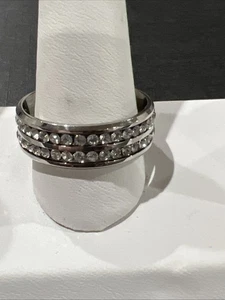 Mens Eternity Band Ring Size 13 Silvertone  - Picture 1 of 11