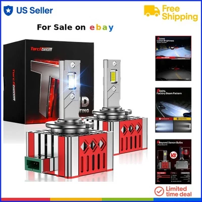 LED Fog Light Bulbs D3S D3R Xenon Ice Blue 28000 Lumens Brightness - Image 1 of 4