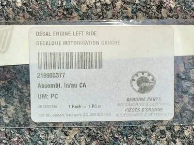 BRP OEM SeaDoo '19-'20 RXT 300 RH Side Engine Decal 219905377 new - Image 1 of 3