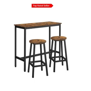 Dining table set 100x40cm 12V industrial steel bar table stools rustic black - Picture 1 of 9