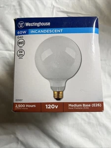 Westinghouse 60 watts G40 / Incandscent Bulb  650 lumens White Globe / 1 Bulb - Picture 1 of 3