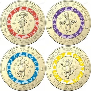Wiggles 30th Anniversary 2021 Set of 4 Two Dollar Coins $2 Kids Australia - CIRC - Imagen 1 de 5