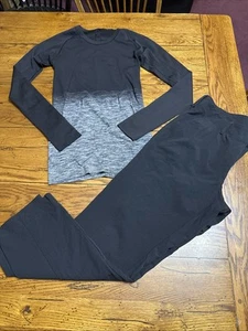 Lululemon Swiftly Tech Long Sleeve Shirt Two Tone Bl/Grey Size 6 Athleta Pants 8 - Picture 1 of 13