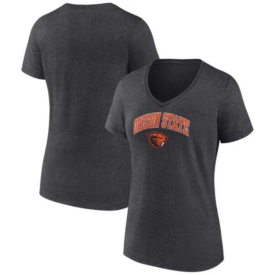 Women's Charcoal Oregon State Beavers Campus V-Neck T-Shirt - Image 1 of 3