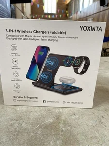 3 In 1 Wireless Charger Docking Station YOXINTA - Foldable in Black - Picture 1 of 4