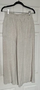 Aaron & Amber beige fließende Hose weites Bein Leinenmischung Damengröße Large - Bild 1 von 6