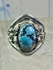 Vintage Navajo Ring Türkis Blätter Band Gr. 13 Sterling Silber Damen Herren Schild - Bild 1 von 12
