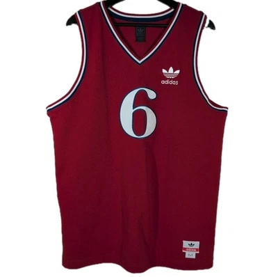 Camiseta deportiva roja vintage Y2K Adidas retro Dr J Julius Erving Philadelphia 76ers para hombre M Foto 1 de 4