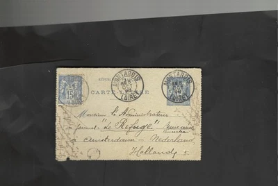 FRANCE-1898-LETTER CARD-ADDED RATE  -TO AMSTERDAM-CANCELS!!-AV-#819 - Image 1 of 3