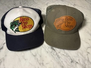 Bass Pro Shops 2 Hat Leather Patch SnapBack Baseball Hat Cap - Picture 1 of 10