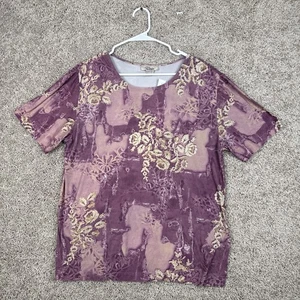 Top donna collezione Voir rosa floreale manica corta taglia L - Foto 1 di 5