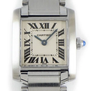 Cartier Watch Tank Francaise SM W51008Q3 Square Silver Dial Roman Indexes SS QZ - Picture 1 of 12