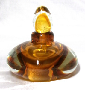 Murano Art Glass Perfume Bottle With Stopper And Label About 4" Wide